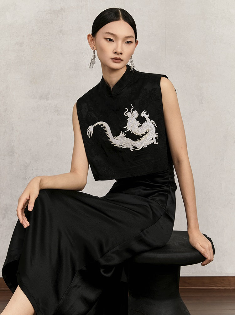 HECO cotton jacquard top short sleeveless women - adam.