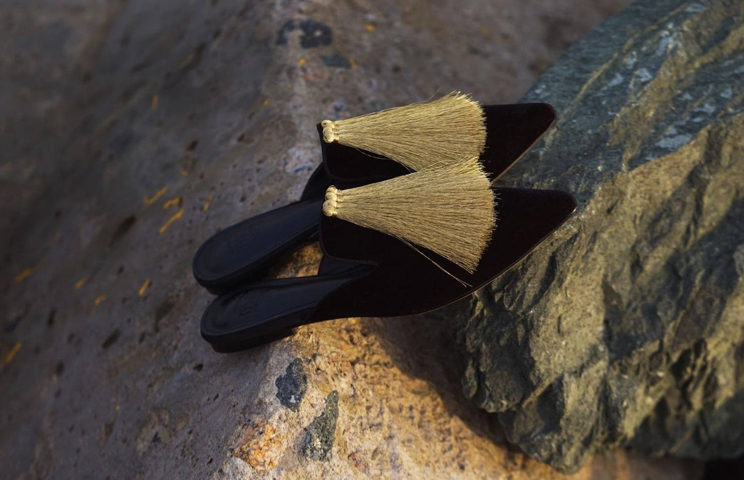 B-FEI Pointed Toe Flat Mules Gold Slippers-LEE.