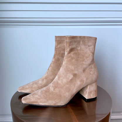B-FEI Vintage square toe thick heel boots-PARTE.