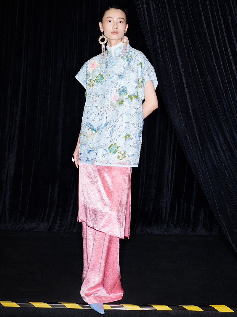 M essential Ma Kay designer Jiyi embroidery silk hand-dyed embroidery top - FEGI.