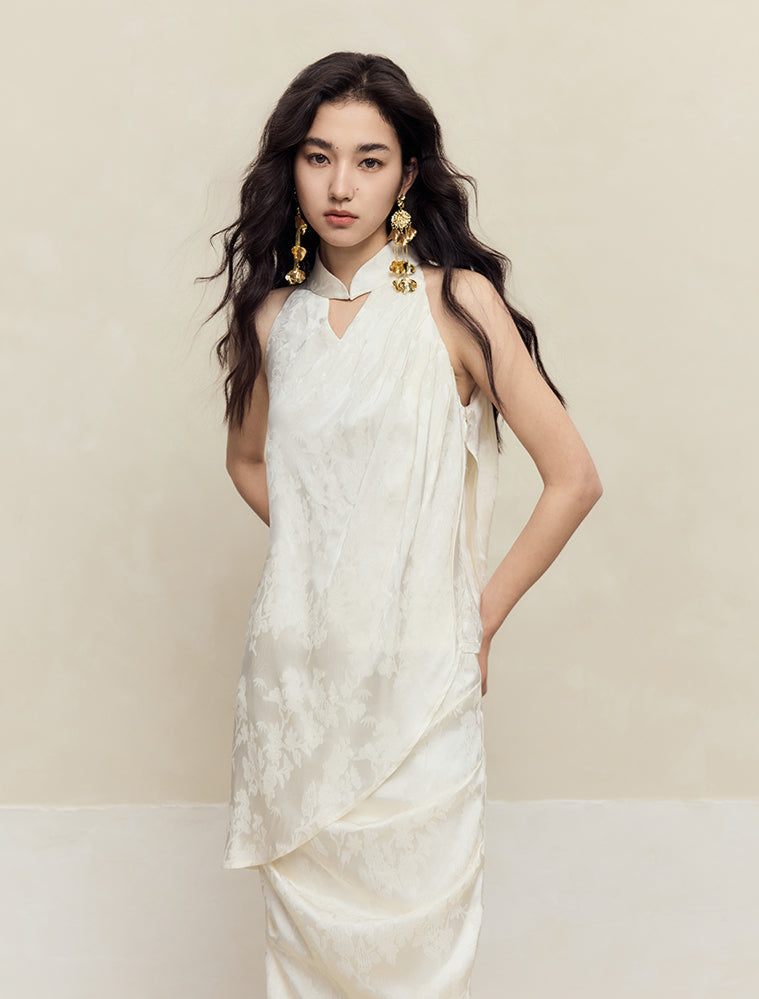 HECO Acetate Pleated Vest Sleeveless Top Skirt Set - prue.