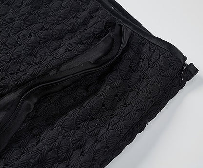 COMME MOI  women's black cut-out side slit straight skirt - DELIAH.