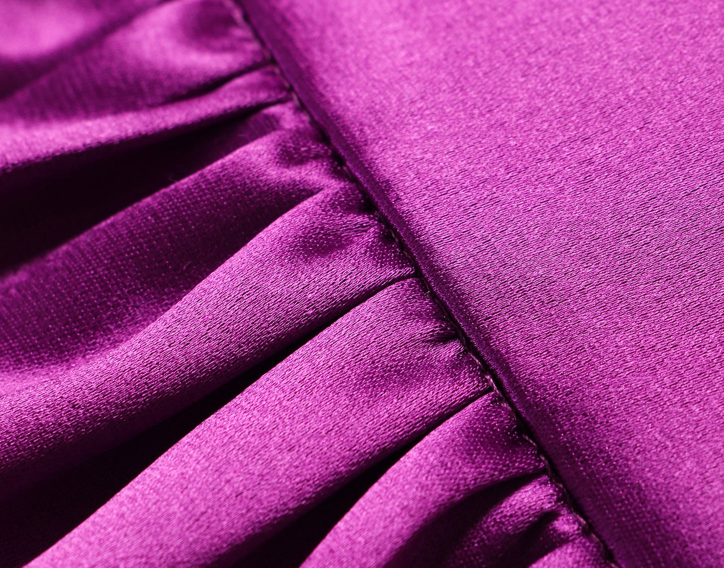 WANGXO Acetate Satin Silky Smooth Collar Cut-Out Aesthetics Shirred Waist Umbrella Top - VIOLA