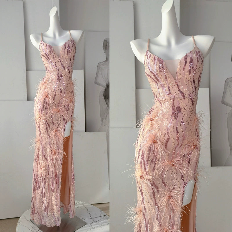 DOLLY Elegant Sleeveless Embroidery High Waist Long Fishtail Cocktail Dress-ZETA