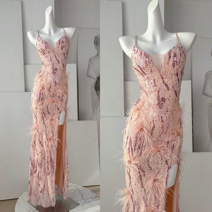 DOLLY Elegant Sleeveless Embroidery High Waist Long Fishtail Cocktail Dress-ZETA