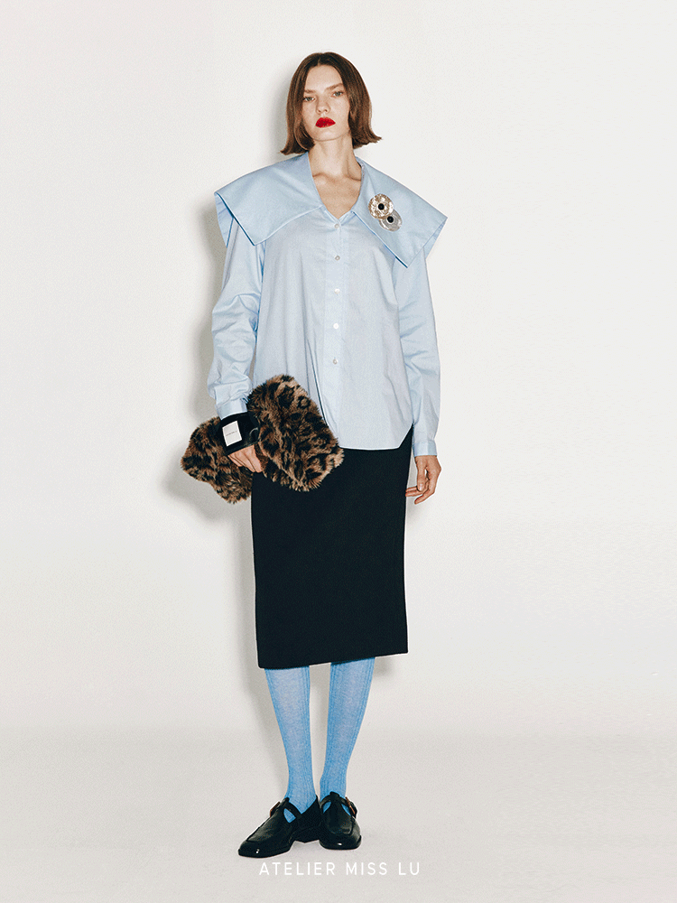 ATELIER MISS LU Sheep Wool High-waisted Straight Skirt - HYACINTH