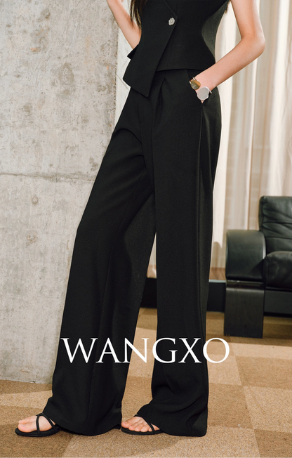 WANGXO | Cool Skin-Friendly Slanted Vest & Single-Pleated Trousers Elegant Suit- VEDA