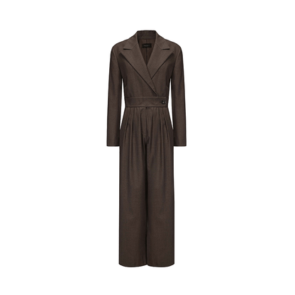 ATELIER MISS LU Lapel Suit Wool Wide-leg Jumpsuit - RICK.