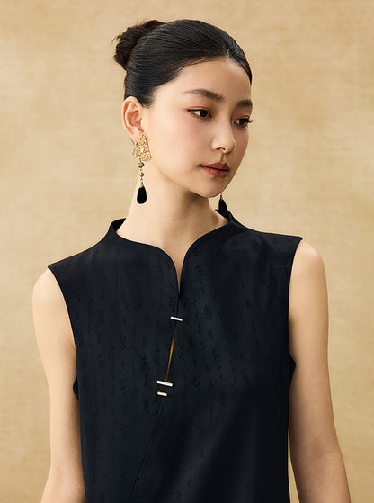 HECO Chinese Acetate Sleeveless Slit Long Dress- BELIEVE.