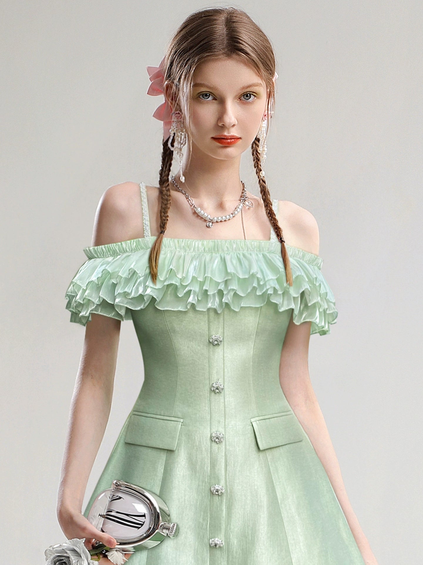 CHECOCRE Stubble French temperament elegant celebrity one-shoulder suspender dress - PIKO.