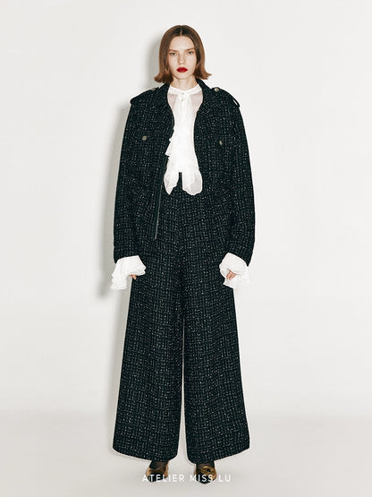 ATELIER MISS LU Adjustable Cinched Tweed Hunting Jacket - RAMSEY