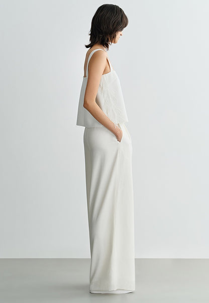 COMME MOI Lu Yan designer new women's triacetate white wide-leg pants - PROUD.