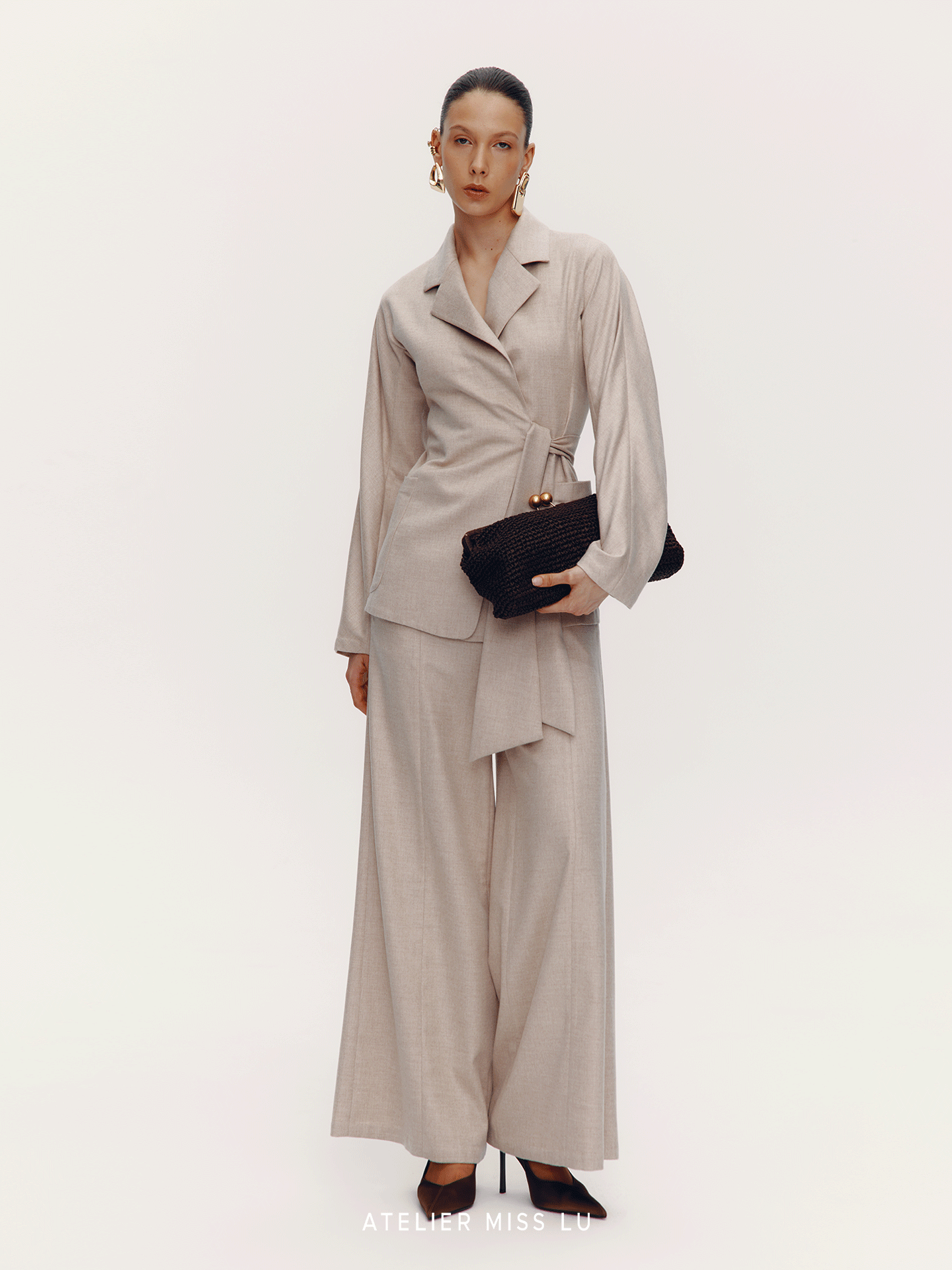 ATELIER MISS LU Old Money Style Sheep Wool Blend Blazer Jacket - SINF.