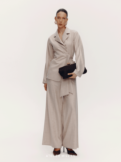 ATELIER MISS LU Old Money Style Sheep Wool Blend Blazer Jacket - SINF.
