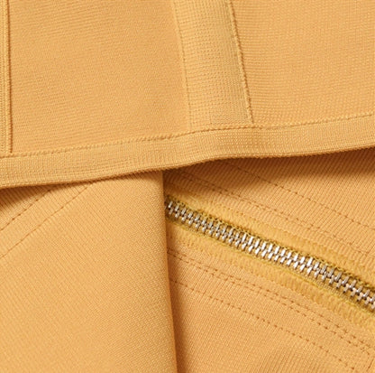 DOLLY Elegant Sleeveless Stand Collar Body Hug Midi Sexy Date Dress-NAT