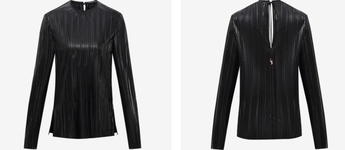 COMME MOI Lv Yan designer women's pin-pleated crewneck top commuter shirt - IVY.