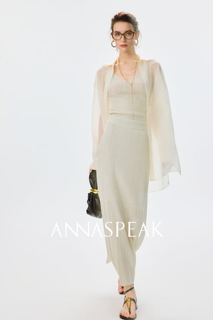 ANNASPEAK dry soft and cool VISCOSE pit strip suspender straight skirt set-CHOTA.