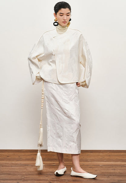 ZHUCHONGYUN Jacquard Crew Neck Loose Straight Jacket-MANCY.