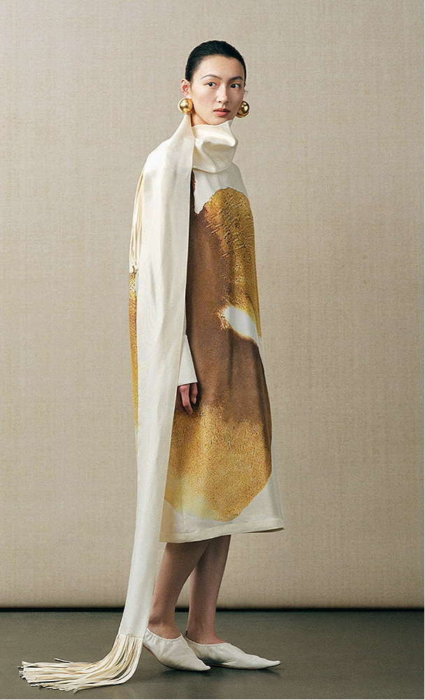 ZHUCHONGYUN crew neck midi cocoon printed dress-KOMACHI.