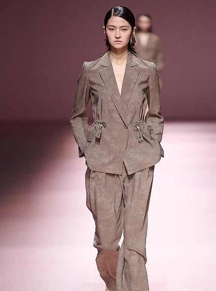 COMME MOI  summer women's tassel drawstring waist suit - SARAH.