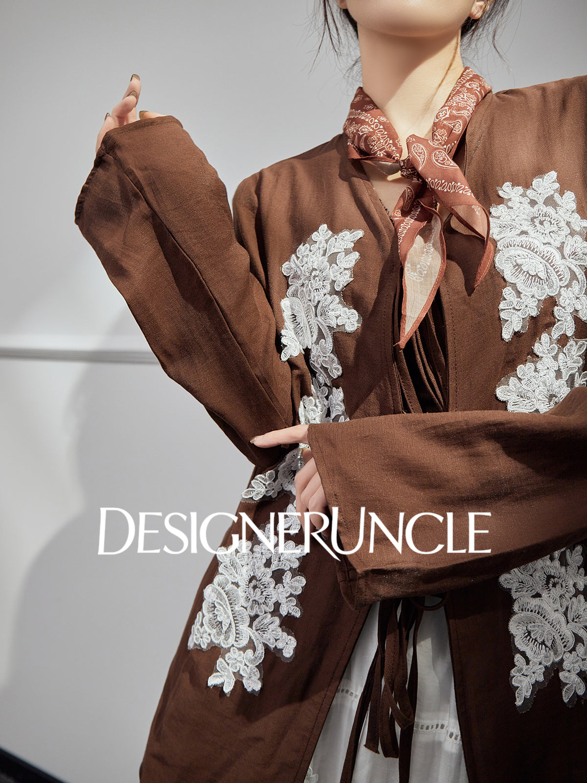 DGU "Mo Zhao" coffee new commuter retro loose Chinese embroidered top - POWER.