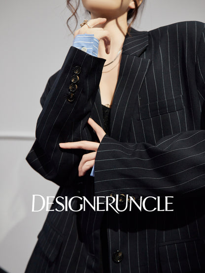 DGU "Deep World" dark blue loose blazer commuter versatile high-end top - Joseph.