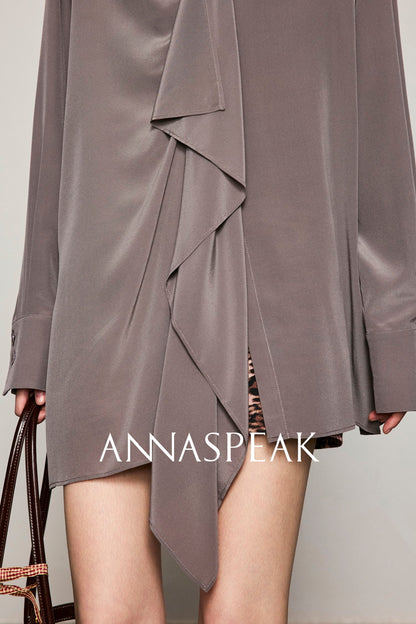 ANNASPEAK  ruffled  silk shirt-MAZO.