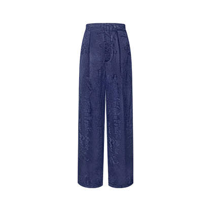 TUYUE Calligraphy Satin Weaving Straight Casual Pants - MINHO.
