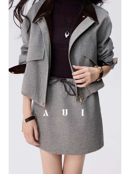 AUI Professional Fall/Winter New High-End Waist Temperament Short Skirt - CRACK