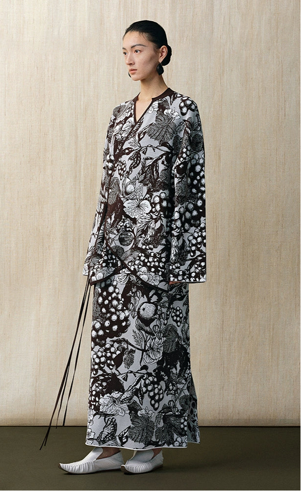 ZHUCHONGYUN spring's new double-knit jacquard straight maxi skirt-RIN.