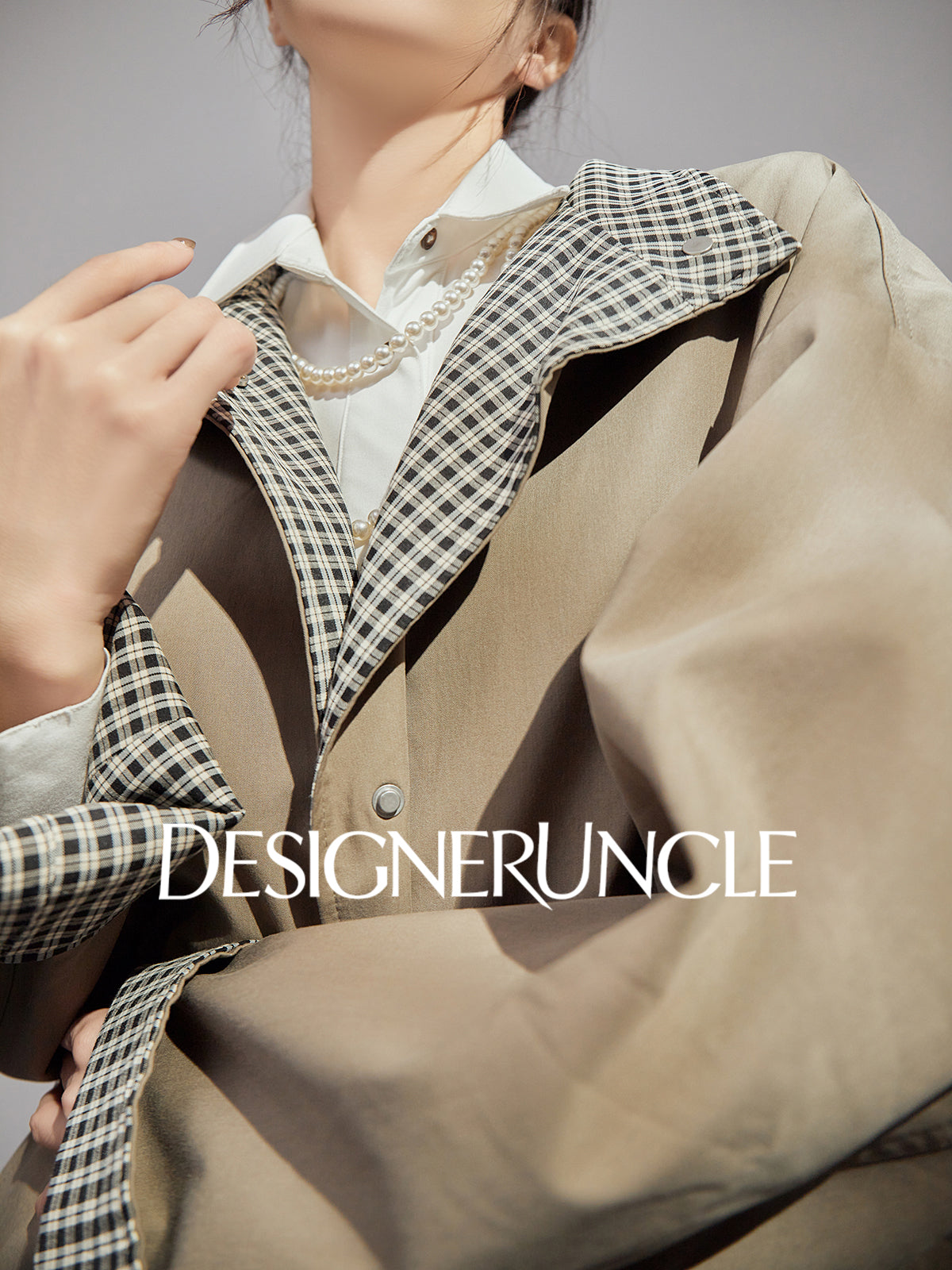 DGU "Niyu" khaki double-breasted mid-length trench coat - DANGE.