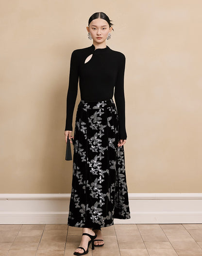 HECO Stand Collar red black white apricot Slim Bottom top Spring - treat.