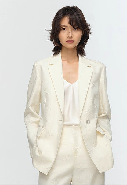 COMME MOI Lu Yan Designer's new women's high-speed commuter silk wool jacquard lapel suit - GRACIOUS.
