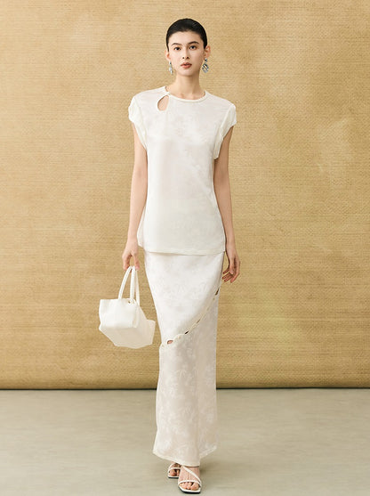 HECO Chinese Acetate Fugui Buckle Short Sleeve T-Shirt - CLOVE.