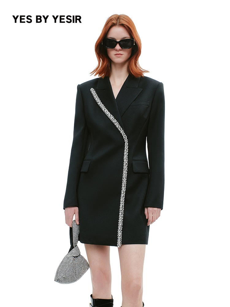 YES BY YESIR  luxury long sleeve short suit dress - OFSET.
