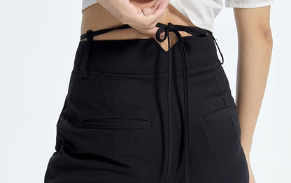 TINY IN Black Curved Flared Women's High Waist Trousers - CAMA