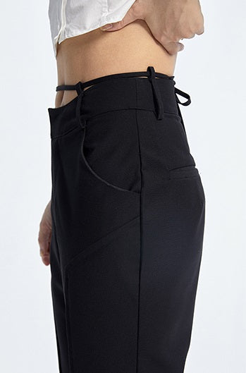 TINY IN Black Curved Flared Women's High Waist Trousers - CAMA