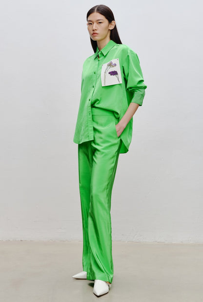 COMME MOI Lv Yan designer dopamine women's peak-necked silhouette shirts - MILA.