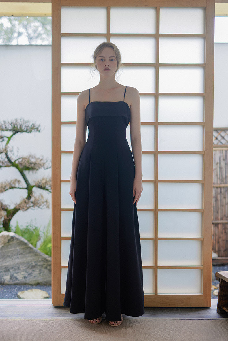 GOUDIN women's elegant black simple Jumpsuit -TOZIA.