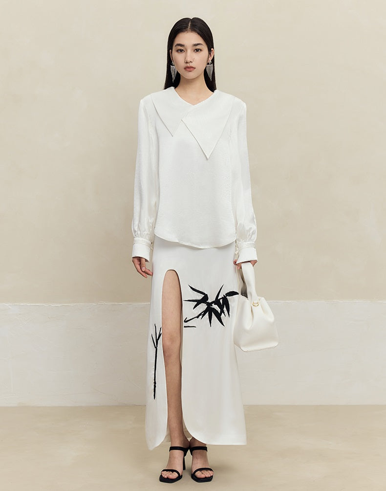 HECO Anti-Wrinkle Acetate black white maxi Skirt Women - where.