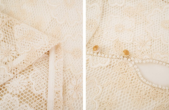 HECO Chinese style short-sleeved embossed flower summer cut-out short dress- TEMIRO.