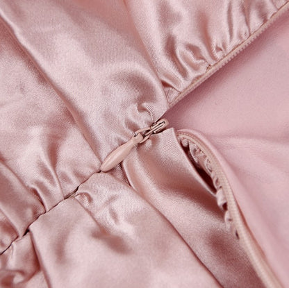 DOLLY Pink Sleeveless Diamond Chain Pleated Suspender Short Feather Dress-ZIXUAN