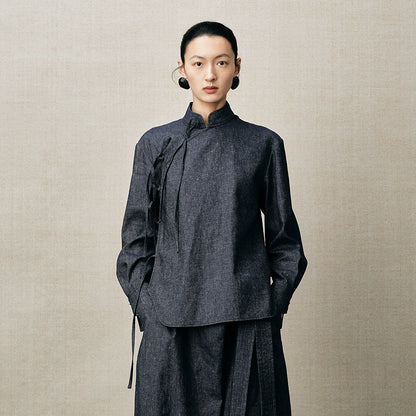 ZHUCHONGYUN traditional-style with diagonal knotted ties top-GONG.