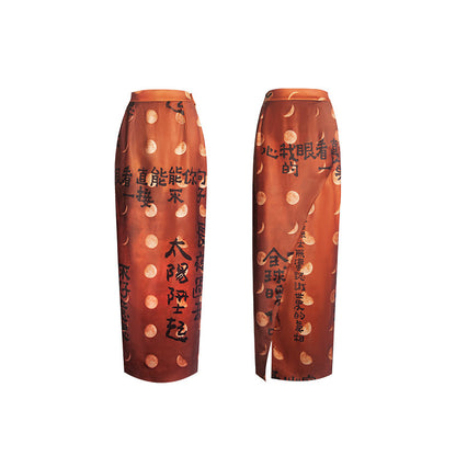 Tuyue Back Slit Step Skirt High-waisted Long Polyester Skirt- JASON.