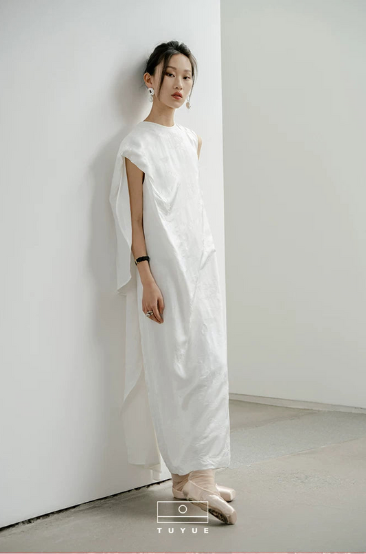 TUYUE White Jacquard H-shaped dress dress- HENDRICK