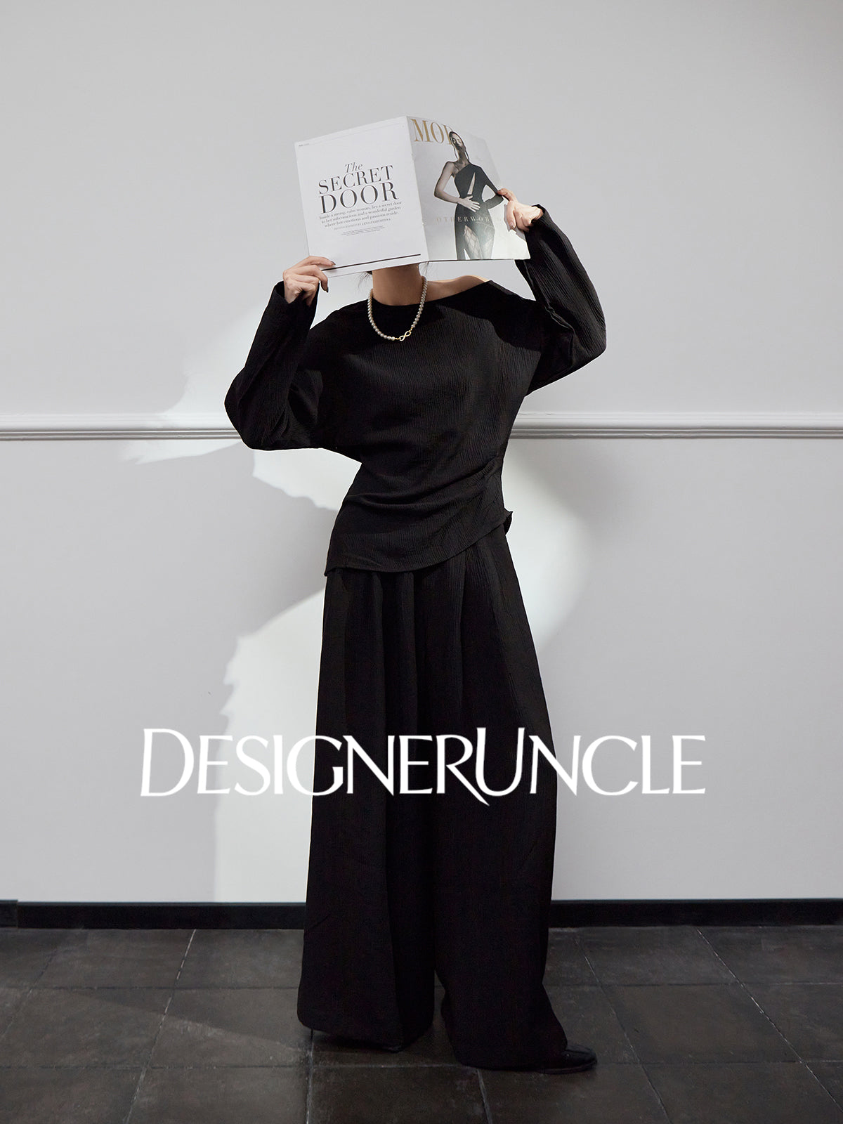 DGU "Night Chanting" black knitted suit women's loose slimming high-end foreign style - COMU.