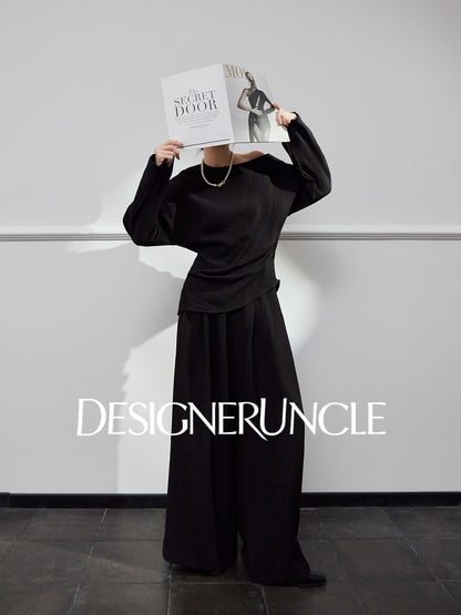 DGU "Night Chanting" black knitted suit women's loose slimming high-end foreign style - COMU.