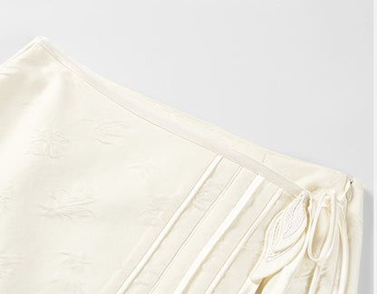 COMME MOI Lu Yan designer's new women's silk wool jacquard overlapping straight skirt - LIAM .