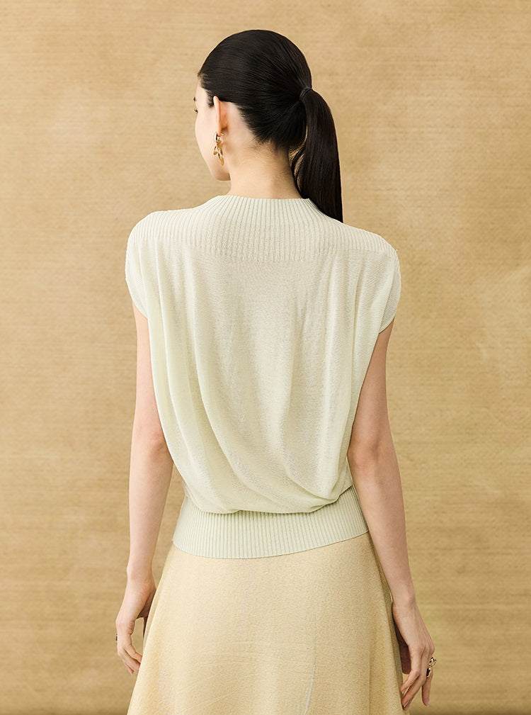 HECO Chinese comfortable neck sleeveless knitted T-shirt - QUEEN.