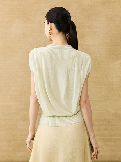 HECO Chinese comfortable neck sleeveless knitted T-shirt - QUEEN.